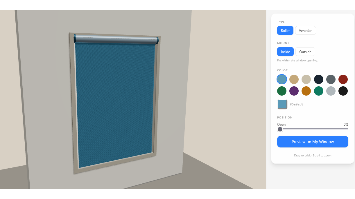 3D blinds configurator proof-of-concept rendered in a modern interior setting