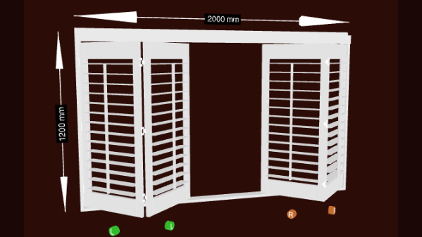 Three.js real-time 3D plantation shutters configurator preview