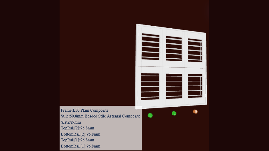 Interactive shutter panel opening and louvre tilt angle controls