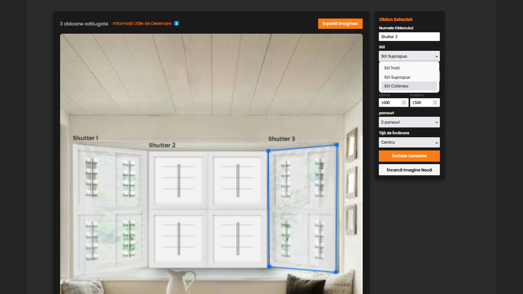 Photorealistic rendered shutter overlay on customer window photograph