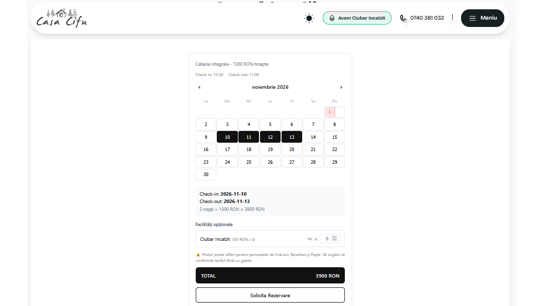 Embeddable JS booking calendar widget configuration and preview
